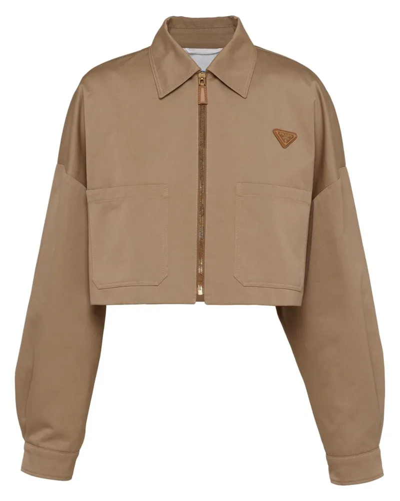 Prada Cropped-Jacke mit Logo - Nude Nude