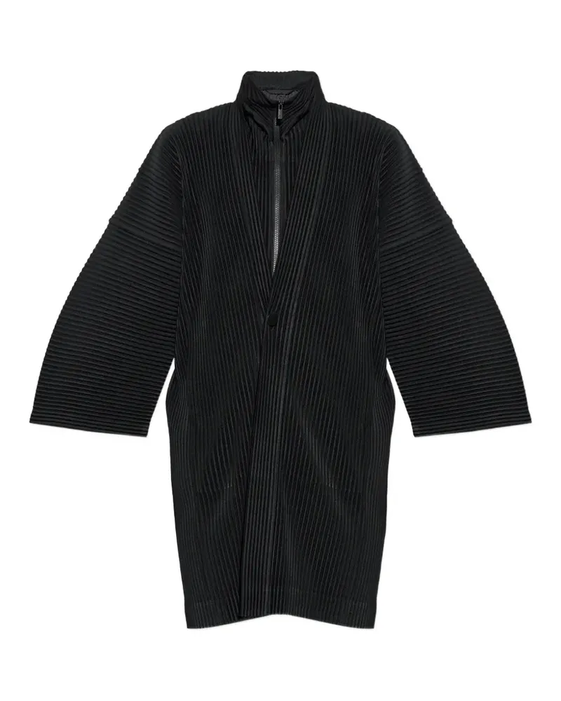 Issey Miyake pleated wide-sleeve coat - Schwarz Schwarz