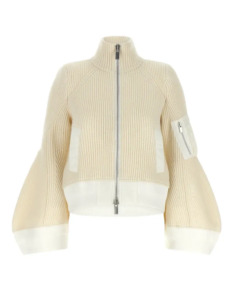 Sacai Gerippter Cardigan - Nude Nude