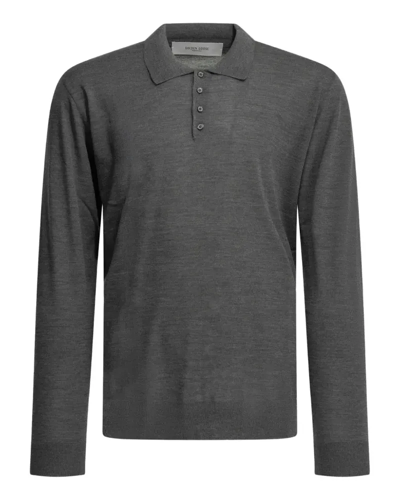 Golden Goose long-sleeved polo shirt in gray merino-wool - Grau Grau