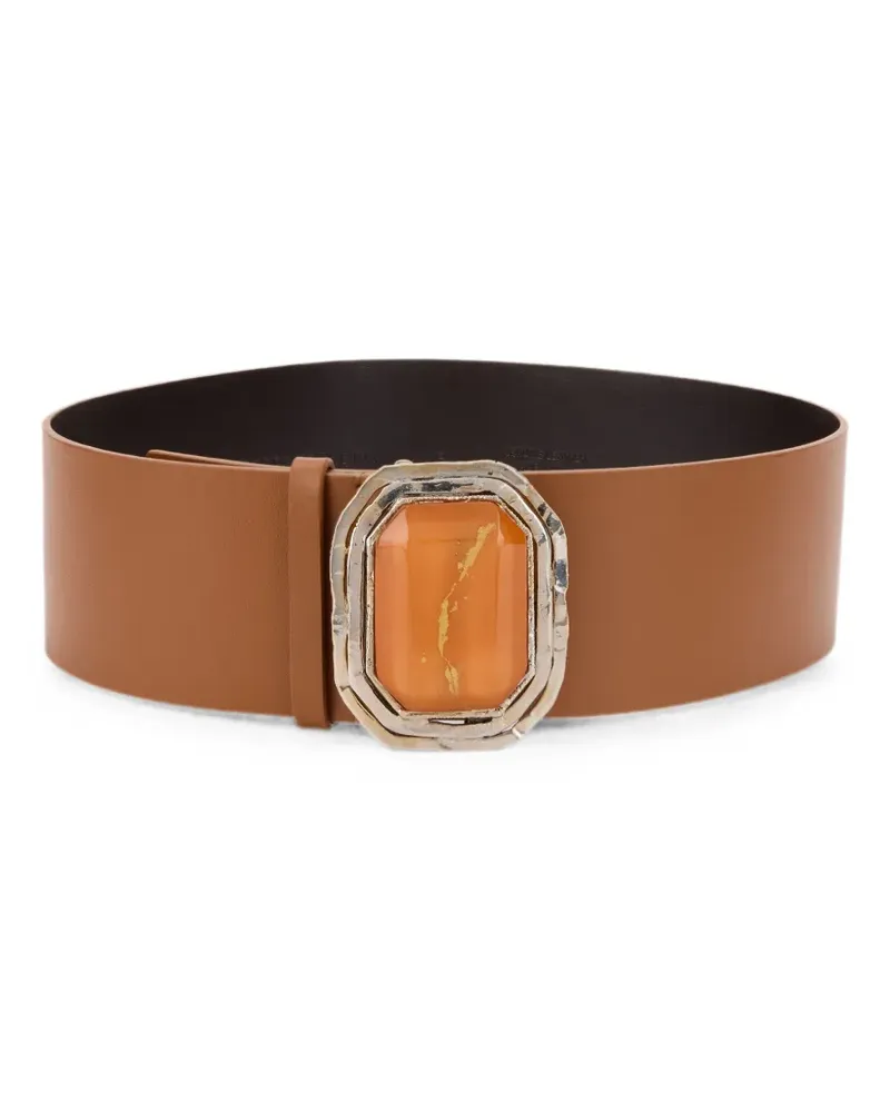 Alberta Ferretti embellished-buckle leather belt - Braun Braun
