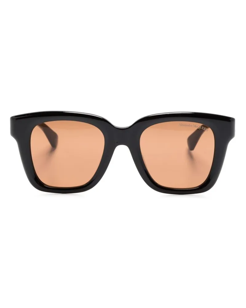 Alexander McQueen Eckige Sonnenbrille mit Totenkopf - Schwarz Schwarz