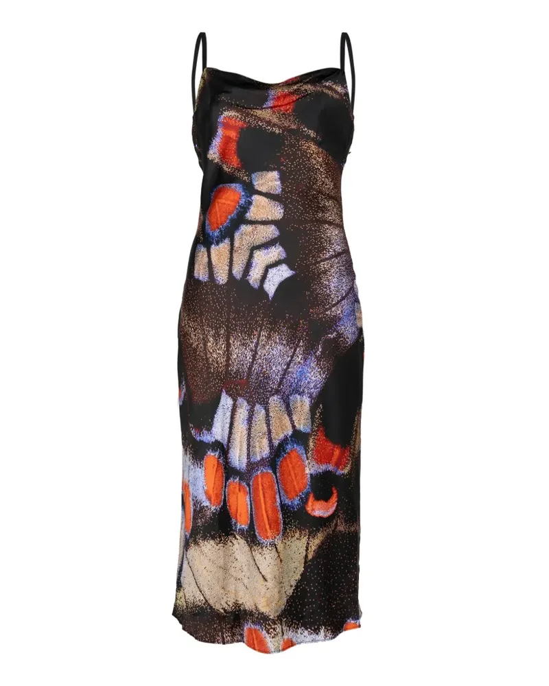 STAUD Evangeline butterfly-print midi dress - Schwarz Schwarz