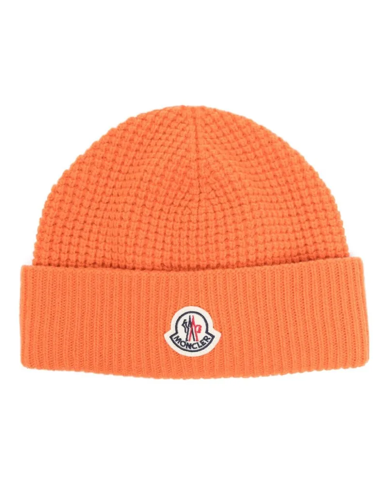 Moncler Beanie mit Logo-Patch - Orange Orange