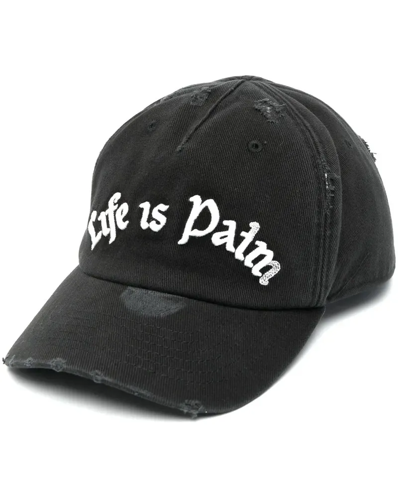 Palm Angels Baseballkappe im Distressed-Look - Schwarz Schwarz