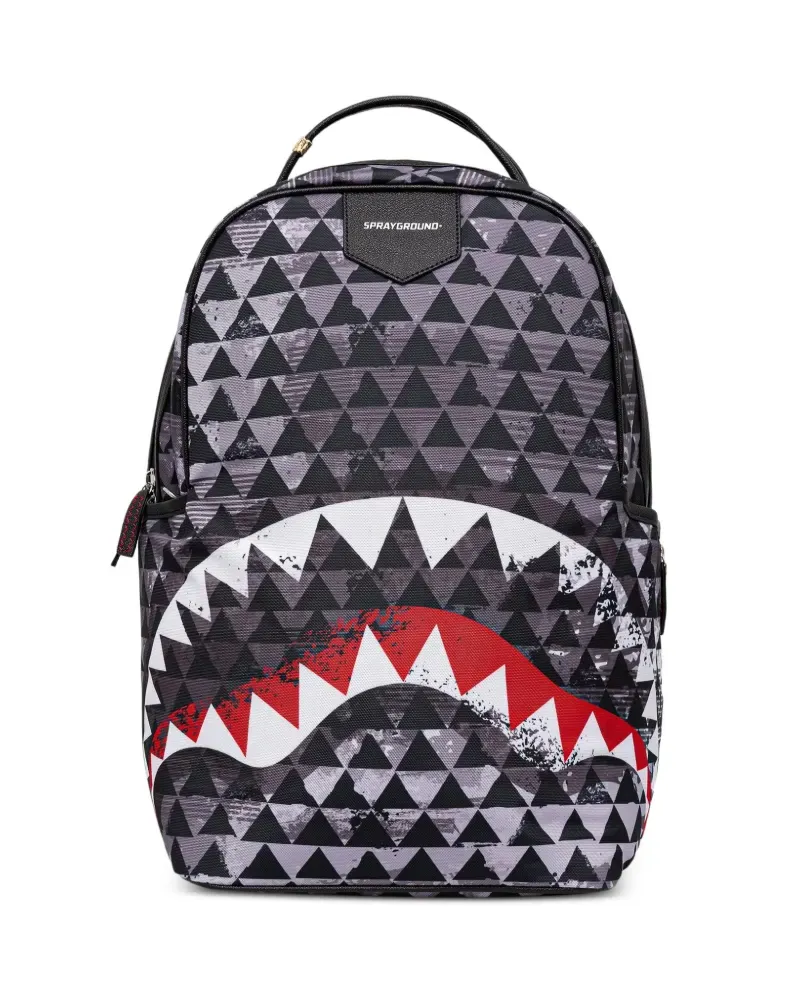Sprayground Rucksack mit geometrischem Print und Haifischmaul - Grau Grau