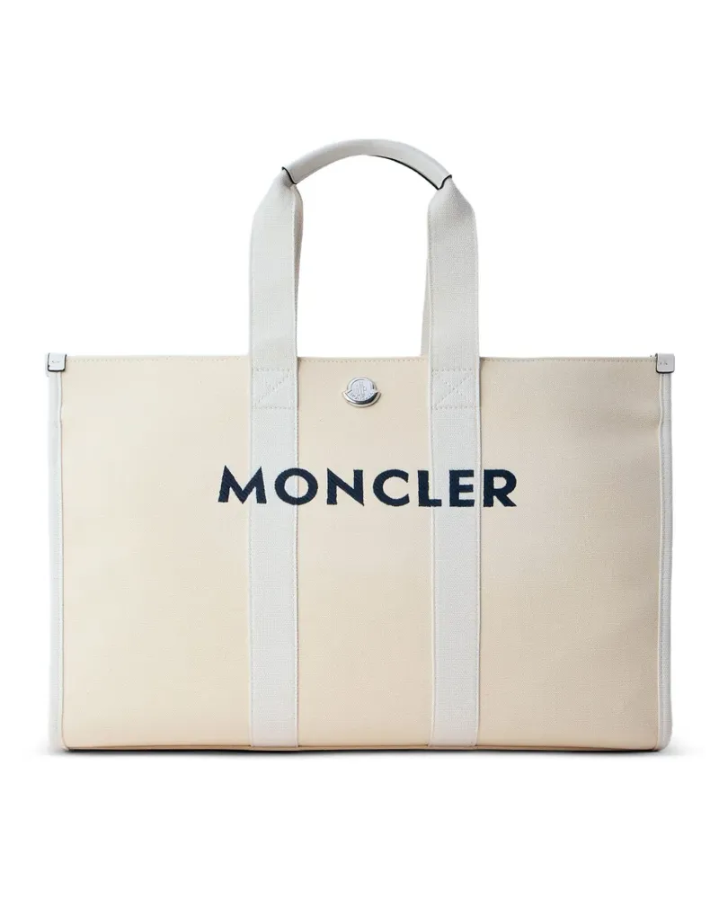 Moncler logo-embroidered tote bag - Nude Nude