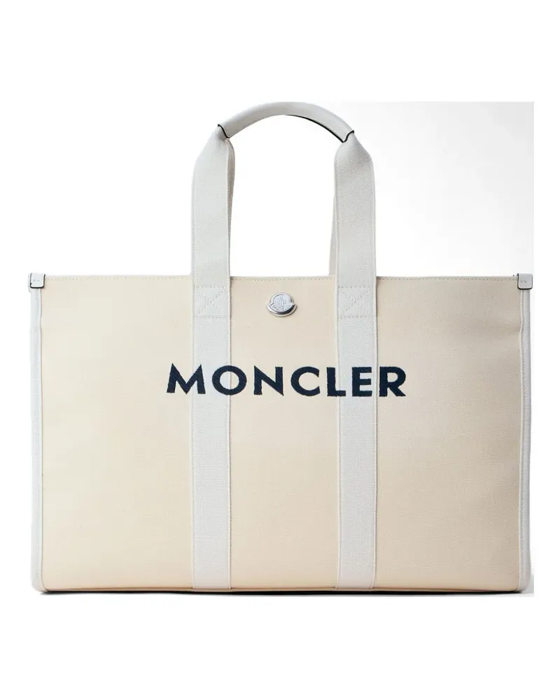 Moncler logo-embroidered tote bag - Nude Nude