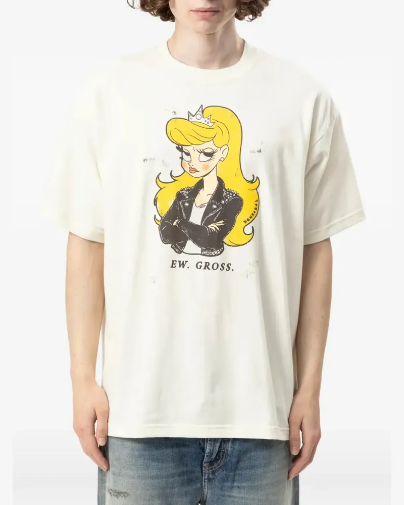 DOMREBEL Eyeroll T-Shirt mit Print - Weiß Weiß