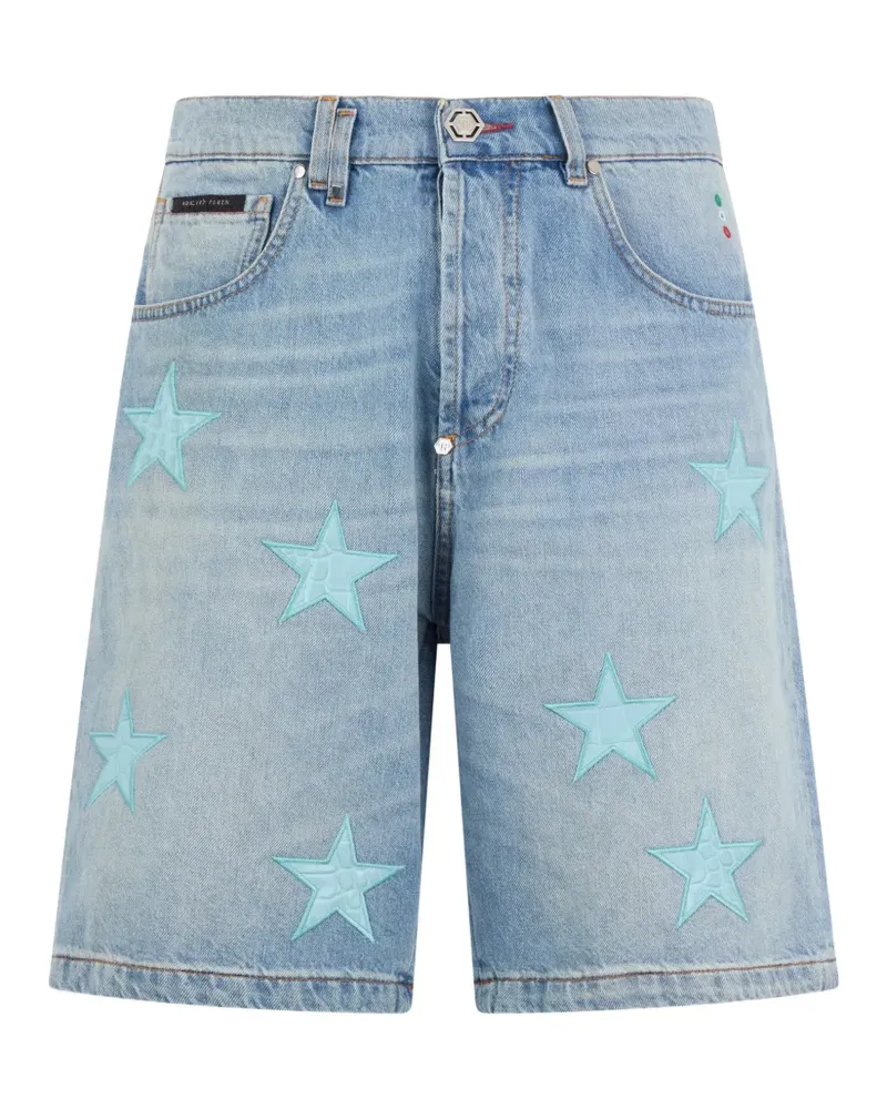 Philipp Plein Jeans-Shorts mit Stern-Patch - Blau Blau
