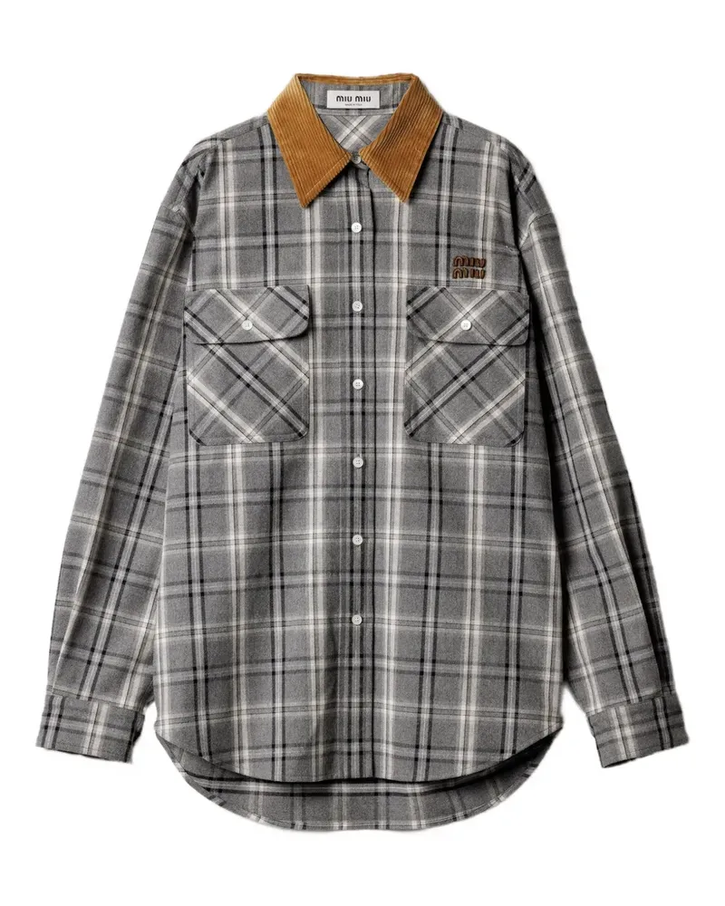 Miu Miu Flanellhemd mit Cordkragen - Grau Grau