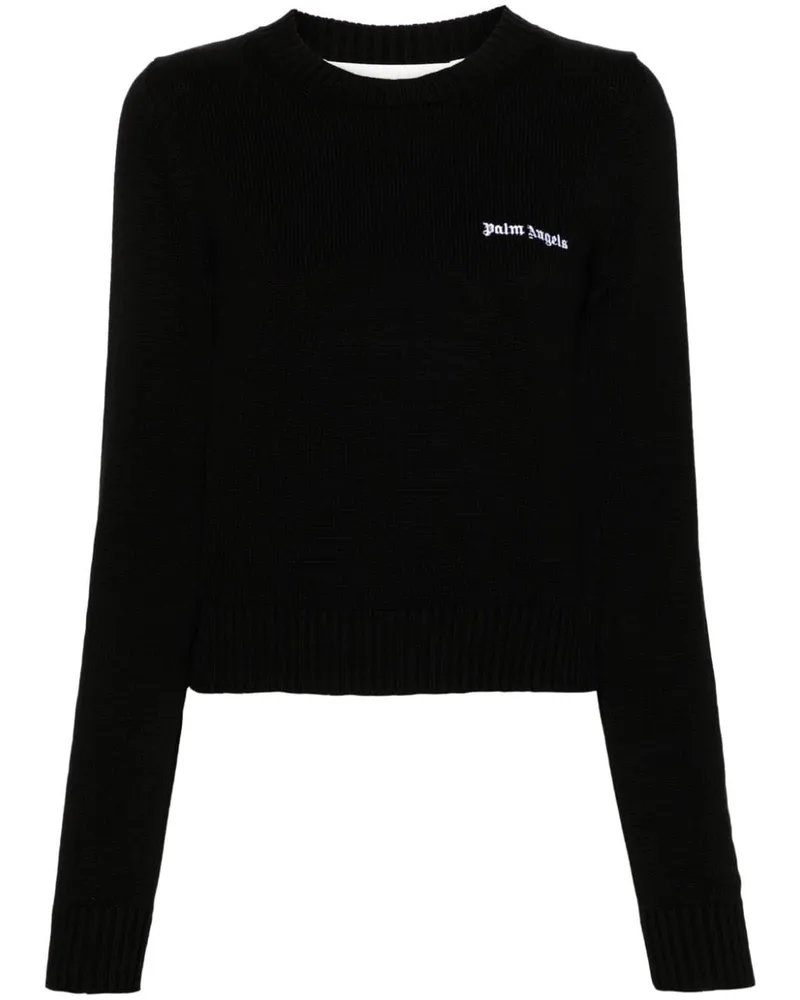 Palm Angels Cropped-Pullover mit Logo-Stickerei - Schwarz Schwarz