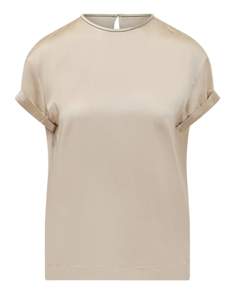 Brunello Cucinelli cuffed top t-shirt - Nude Nude