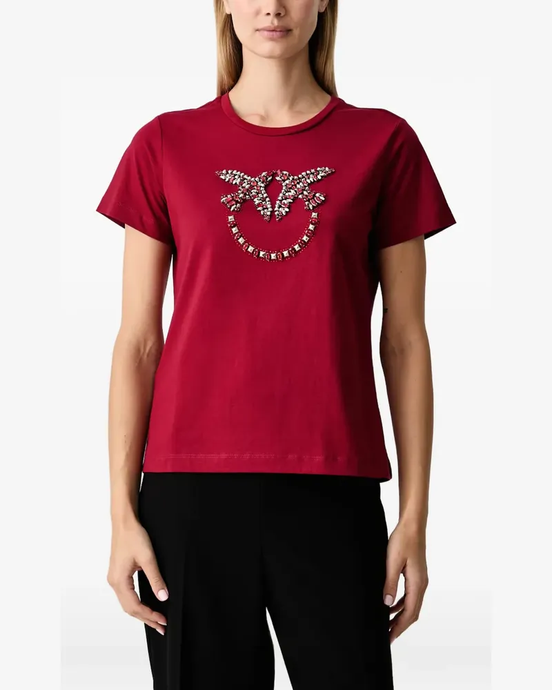 Pinko Love T-Shirt mit Kristallen - Rot Rot