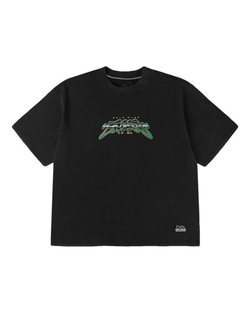 Evisu leopard-print T-shirt - Schwarz Schwarz