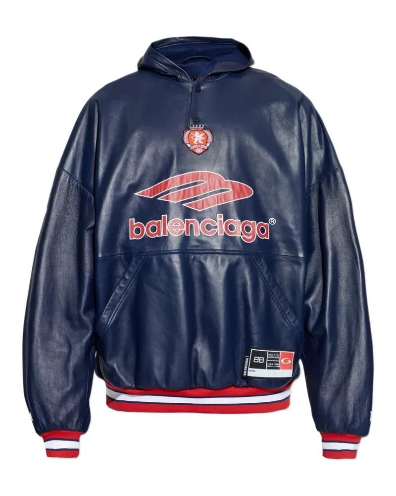Balenciaga Hoodie mit Logo-Print - Blau Blau
