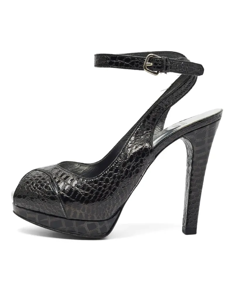 Stuart Weitzman Peeptoe-Pumps mit Python-Prägung - Schwarz Schwarz