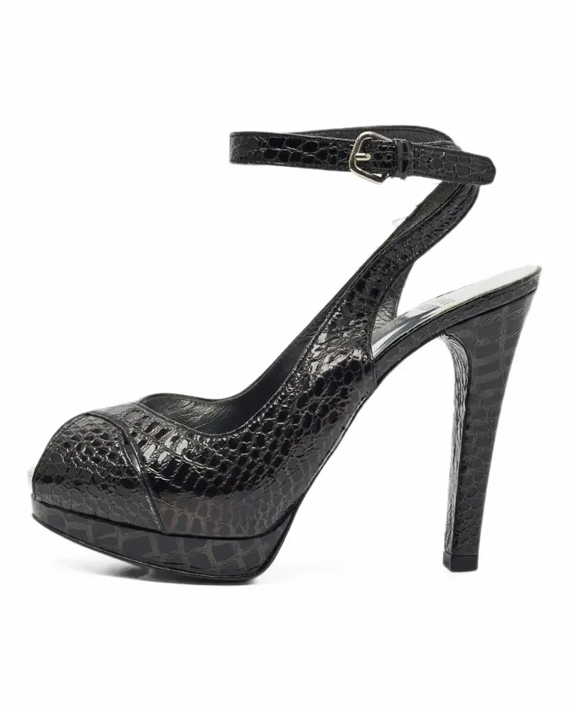 Stuart Weitzman Peeptoe-Pumps mit Python-Prägung - Schwarz Schwarz