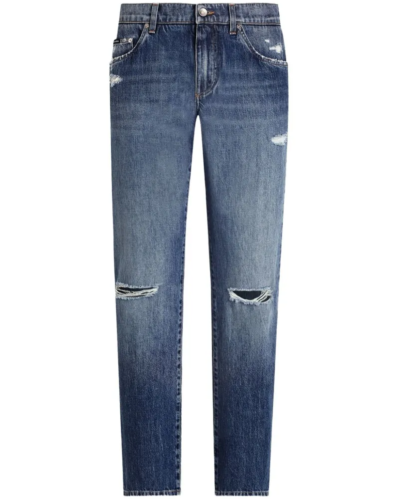 Dolce & Gabbana Gerade Jeans im Distressed-Look - Blau Blau
