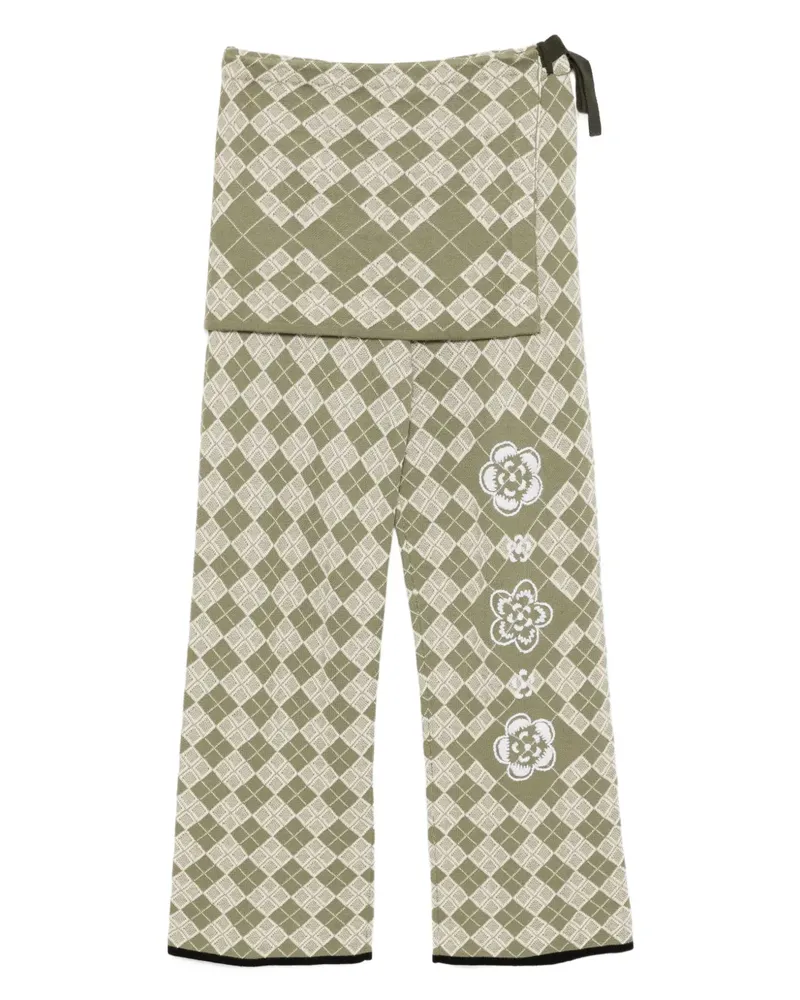 YANYAN KNITS Karierte Hose - Grün Grün
