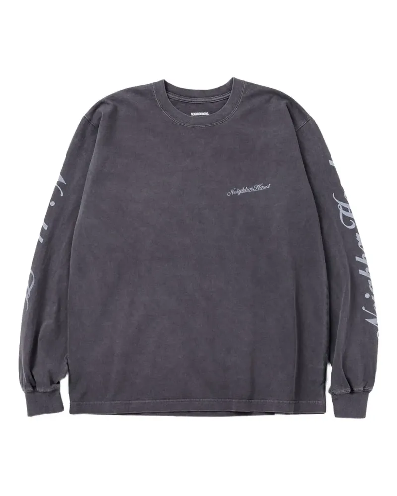 Neighborhood Langarmshirt mit Logo - Schwarz Schwarz
