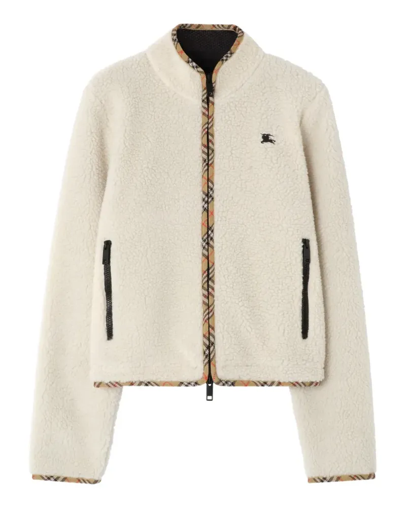 Burberry cropped wool-cashmere blend fleece jacket - Nude Nude