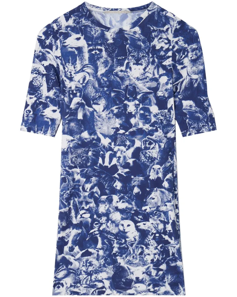 Stella McCartney Minikleid mit Animal Forest-Print - Blau Blau