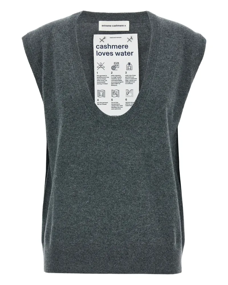 extreme cashmere nº423 Lord Kaschmirweste mit rundem Ausschnitt - Grau Grau