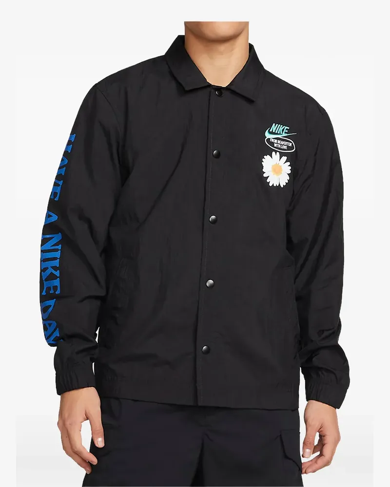 Nike graphic-print coaches jacket - Schwarz Schwarz