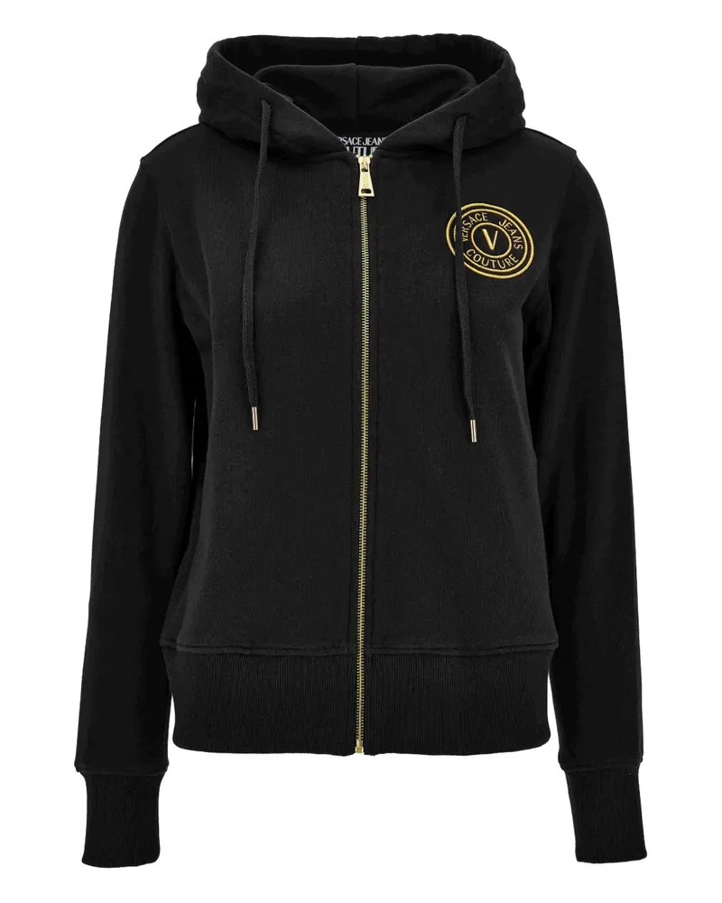 Versace Jeans Kapuzenjacke mit Logo-Patch - Schwarz Schwarz