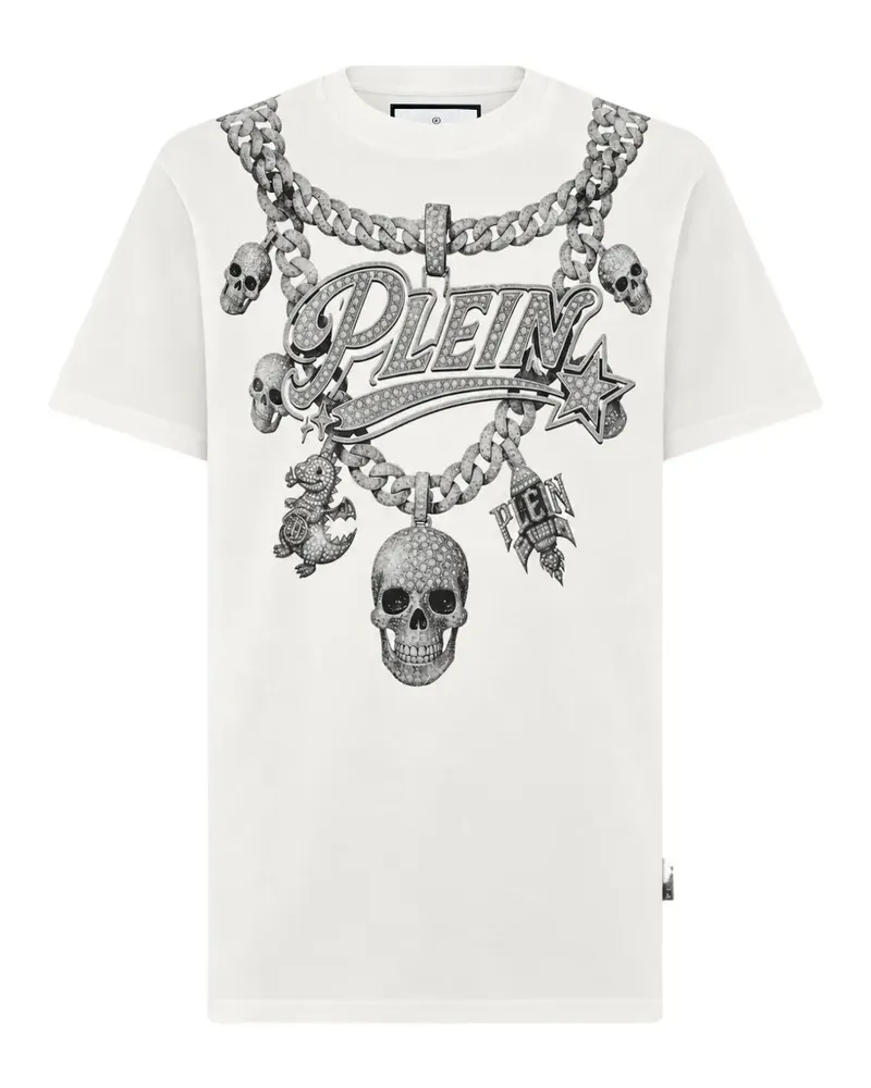 Philipp Plein T-Shirt mit Kettenprint - Weiß Weiß