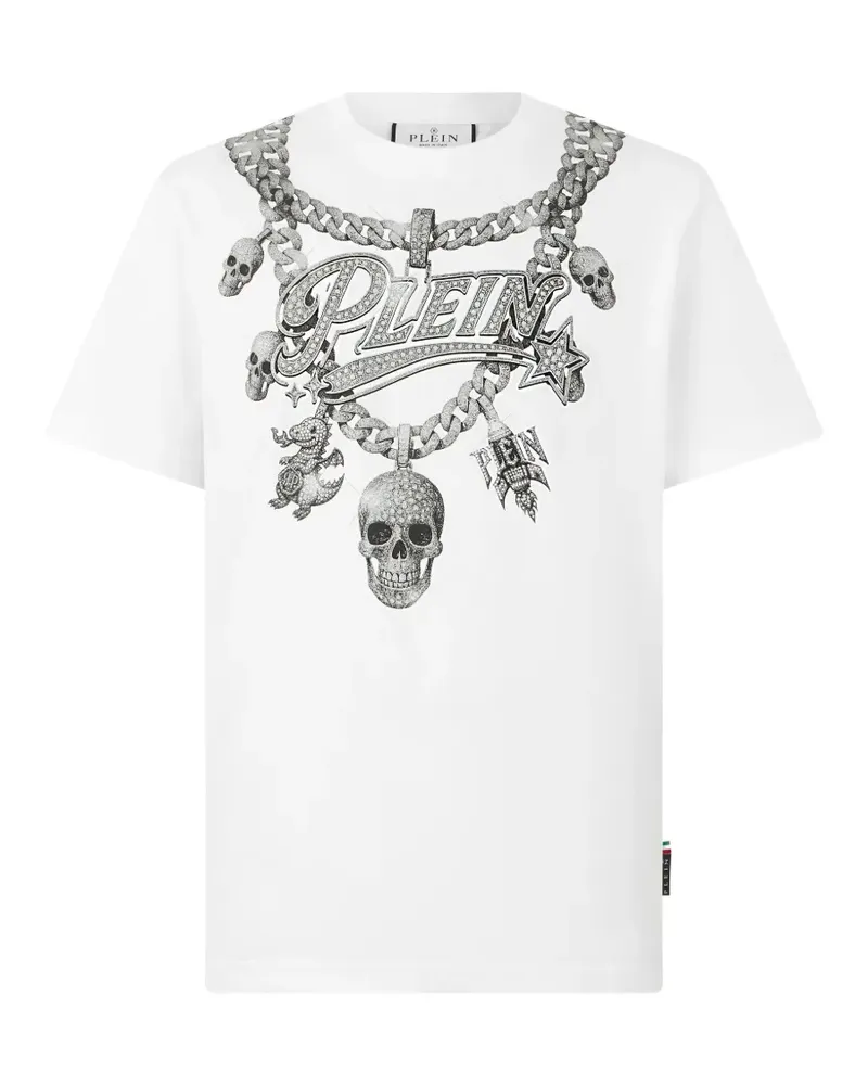 Philipp Plein T-Shirt mit Kettenprint - Weiß Weiß