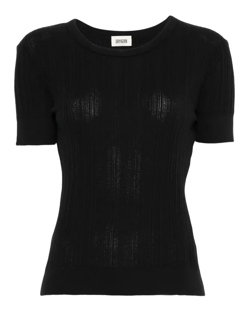 Drykorn Geripptes T-Shirt - Schwarz Schwarz