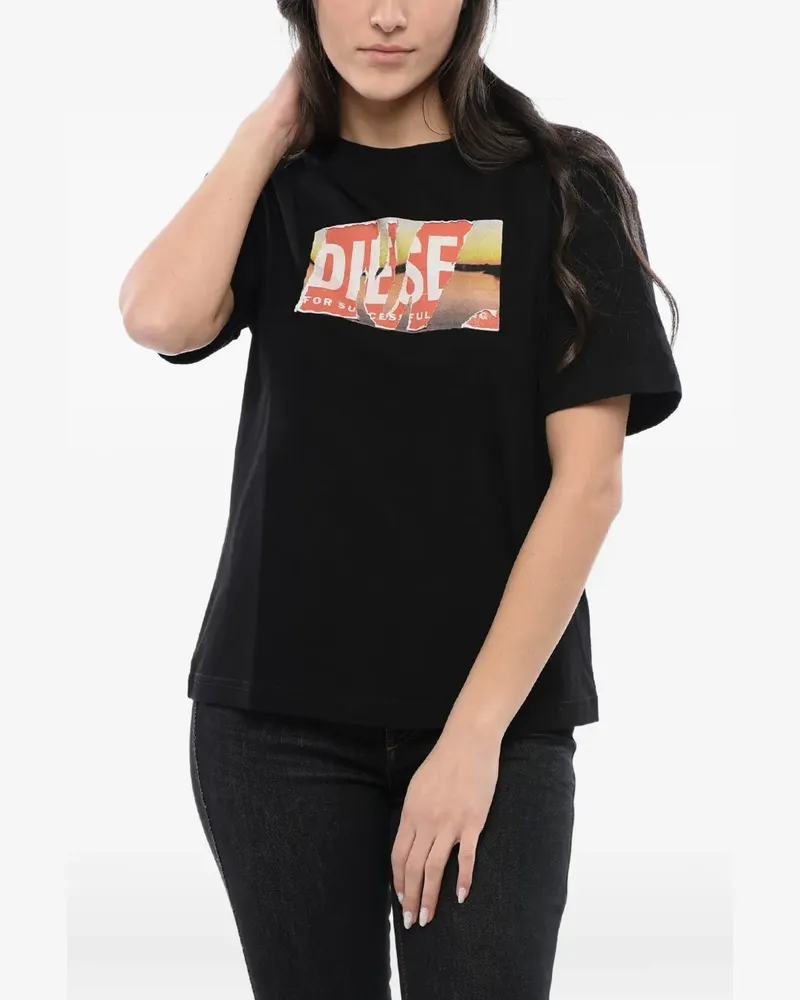 Diesel T-Shirt mit Logo-Print - Schwarz Schwarz