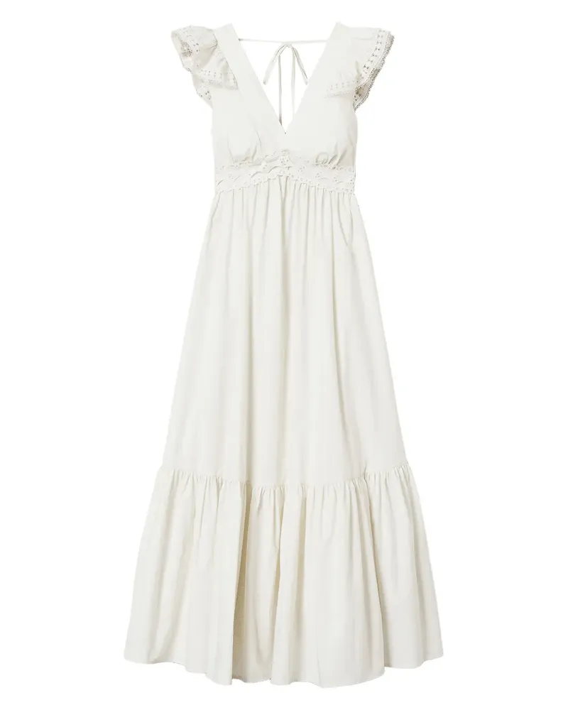 Twin-Set Popeline-Kleid mit gehäkeltem Detail - Weiß Weiß