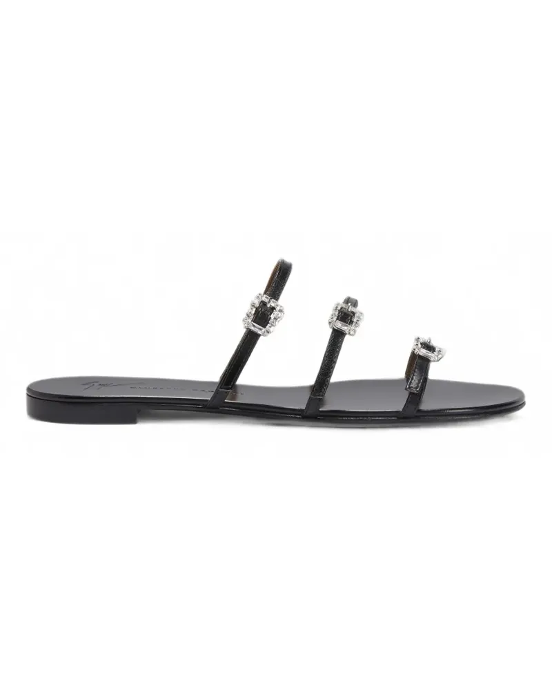 Giuseppe Zanotti Flache Himari Ledersandalen mit Kristallen - Schwarz Schwarz