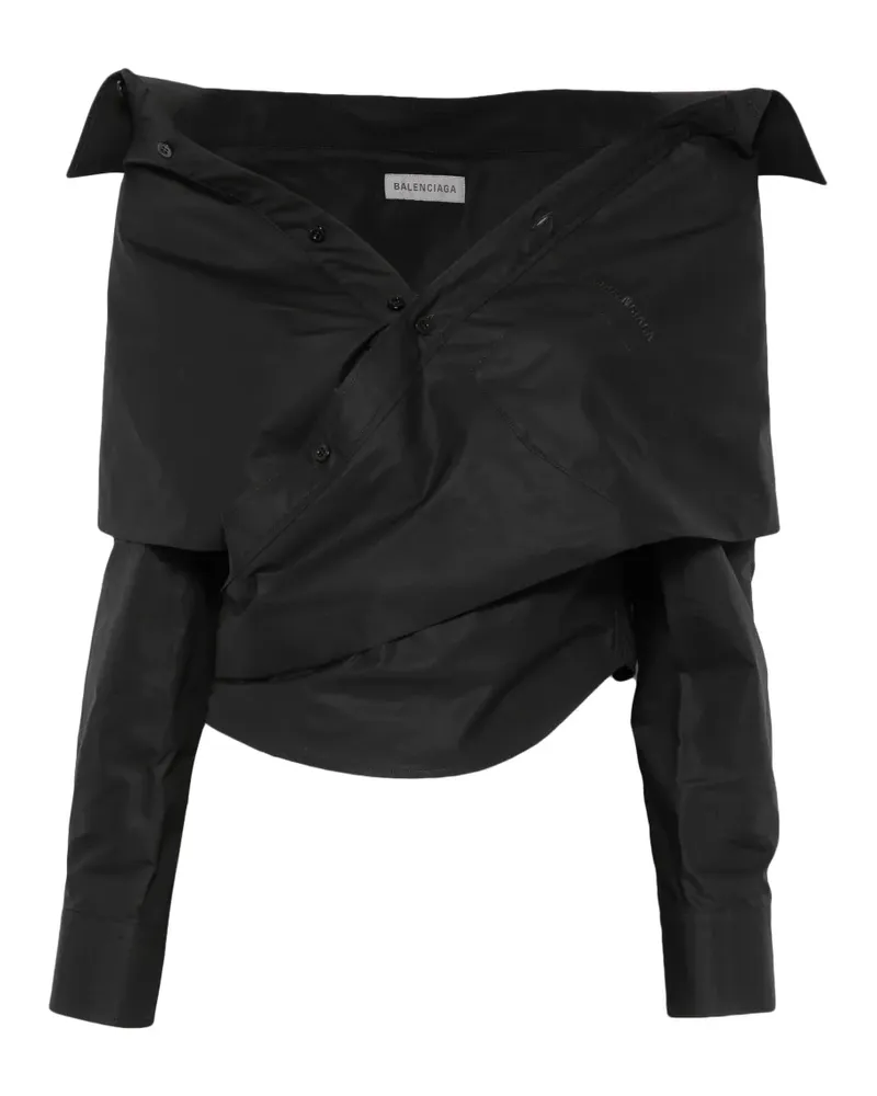 Balenciaga off-shoulder wrap-style blouse - Blau Blau