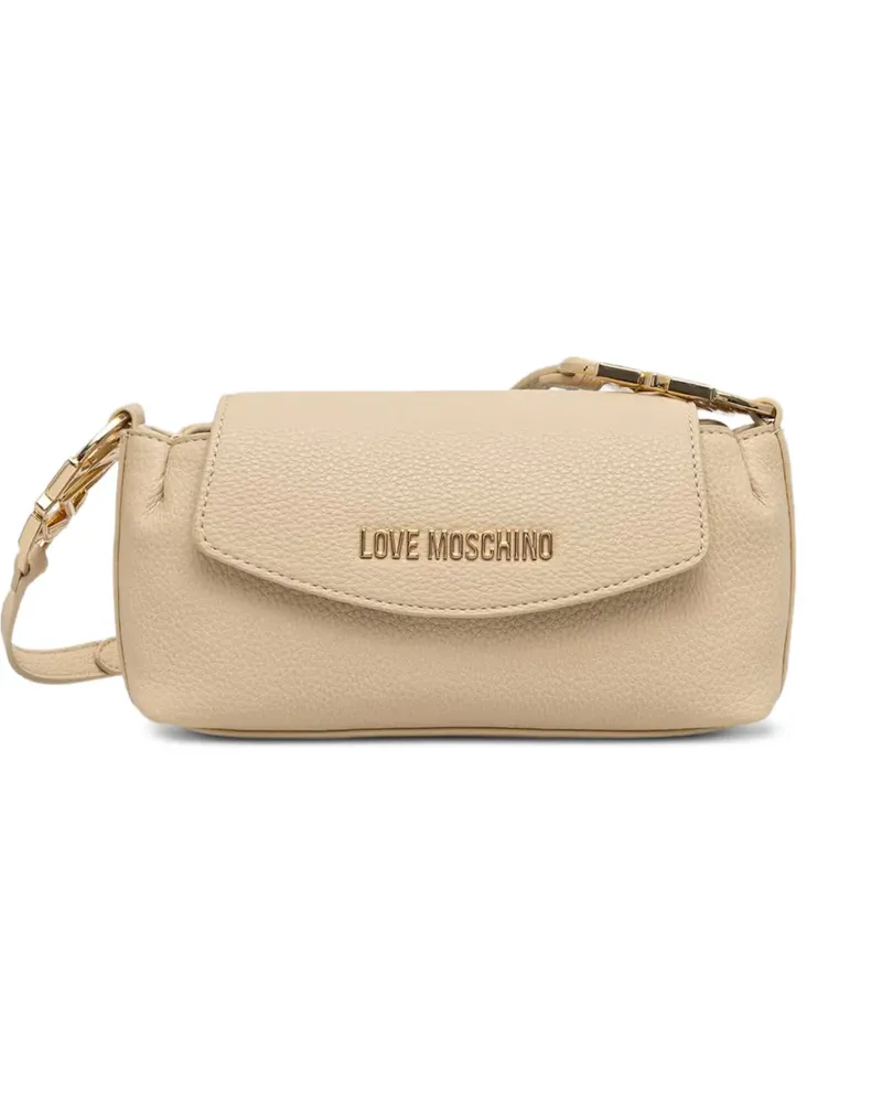 Moschino logo-plaque pebbled cross body bag - Nude Nude