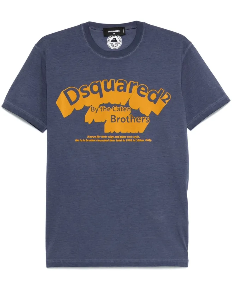 Dsquared2 T-Shirt mit geflocktem Logo - Blau Blau