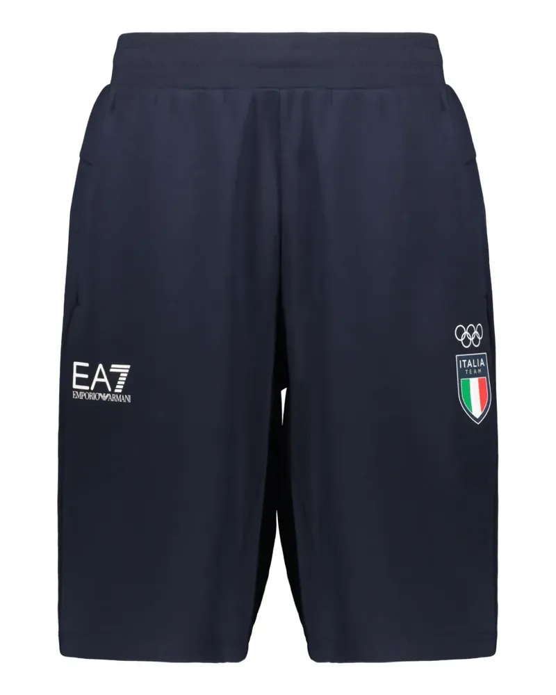 EA7 Italia Team logo-print shorts - Blau Blau