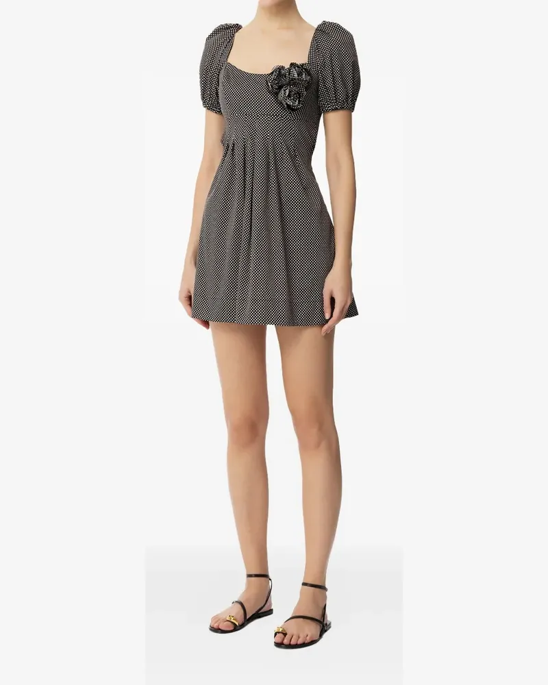 Elisabetta Franchi Kurzärmeliges Kleid mit Polka Dots - Schwarz Schwarz