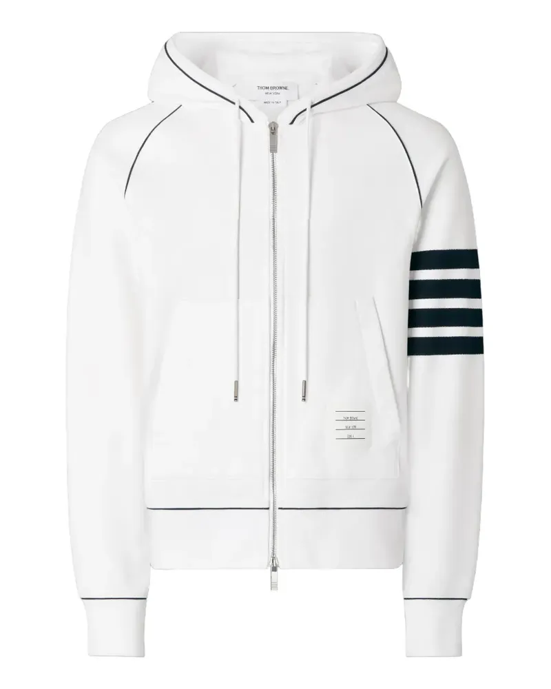 Thom Browne Loopback Hoodie mit Streifendetail - Weiß Weiß