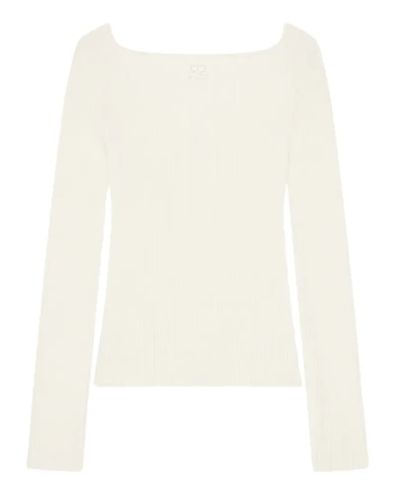 Courrèges Gerippter Pullover mit eckigem Ausschnitt - Nude Nude