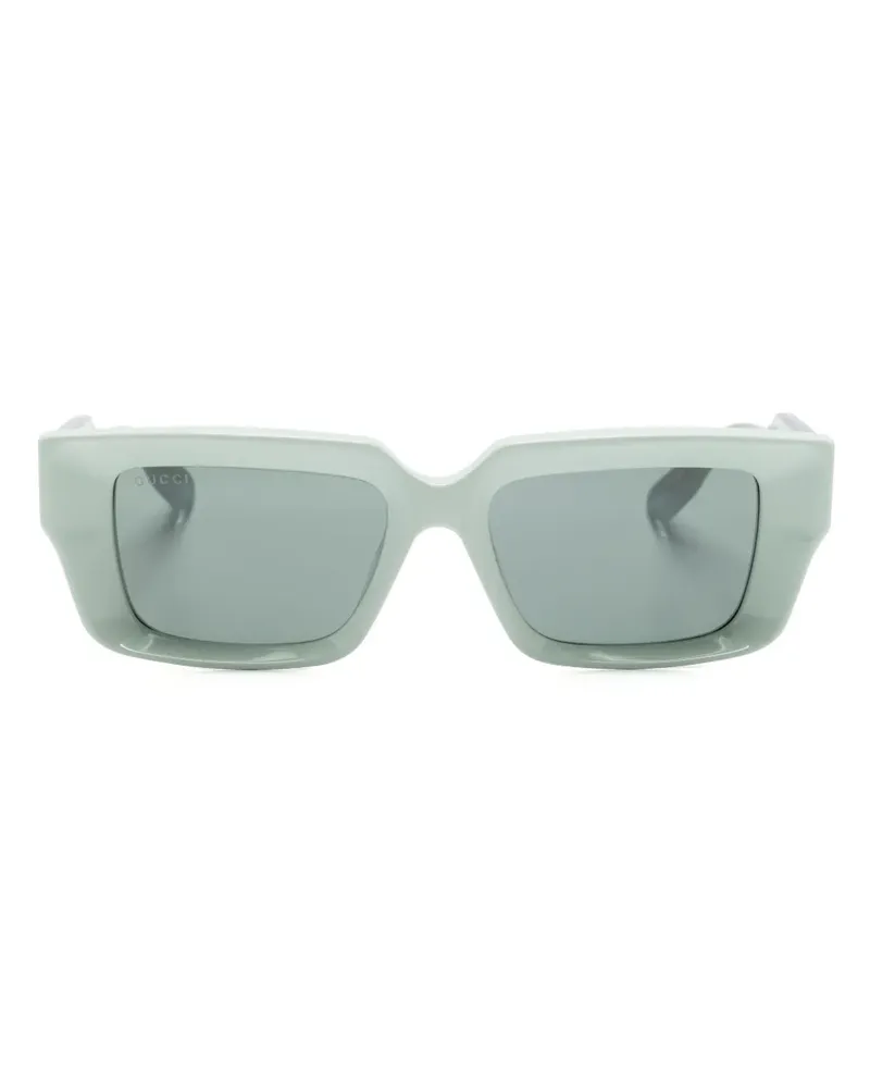 Gucci Eckige Sonnenbrille mit Logo-Prägung - Grün Grün