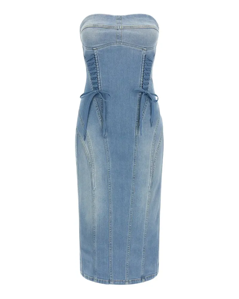Elisabetta Franchi stonewashed bustier denim midi fitted dress - Blau Blau