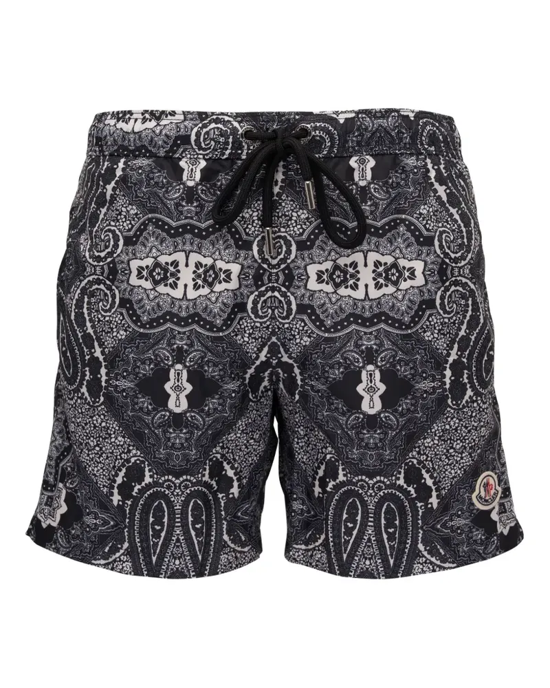 Moncler Badeshorts mit Paisley-Print - Schwarz Schwarz
