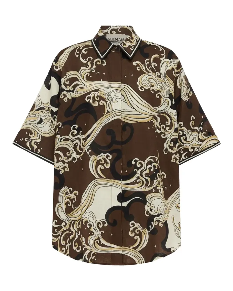 ALEMAIS Otis wave-print shirt - Braun Braun