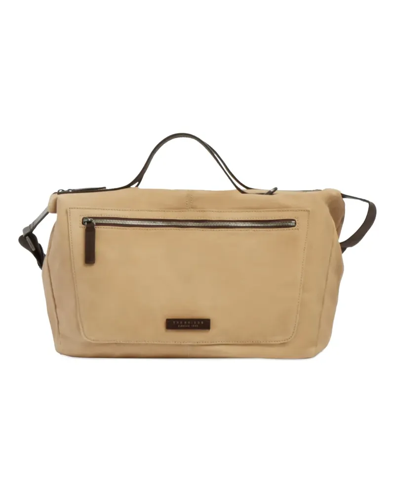 The Bridge Igor leather-trim canvas duffle bag - Nude Nude