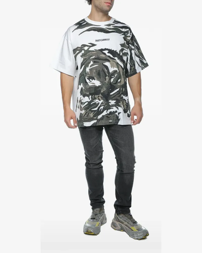 Just Cavalli tiger-print cotton T-shirt - Weiß Weiß