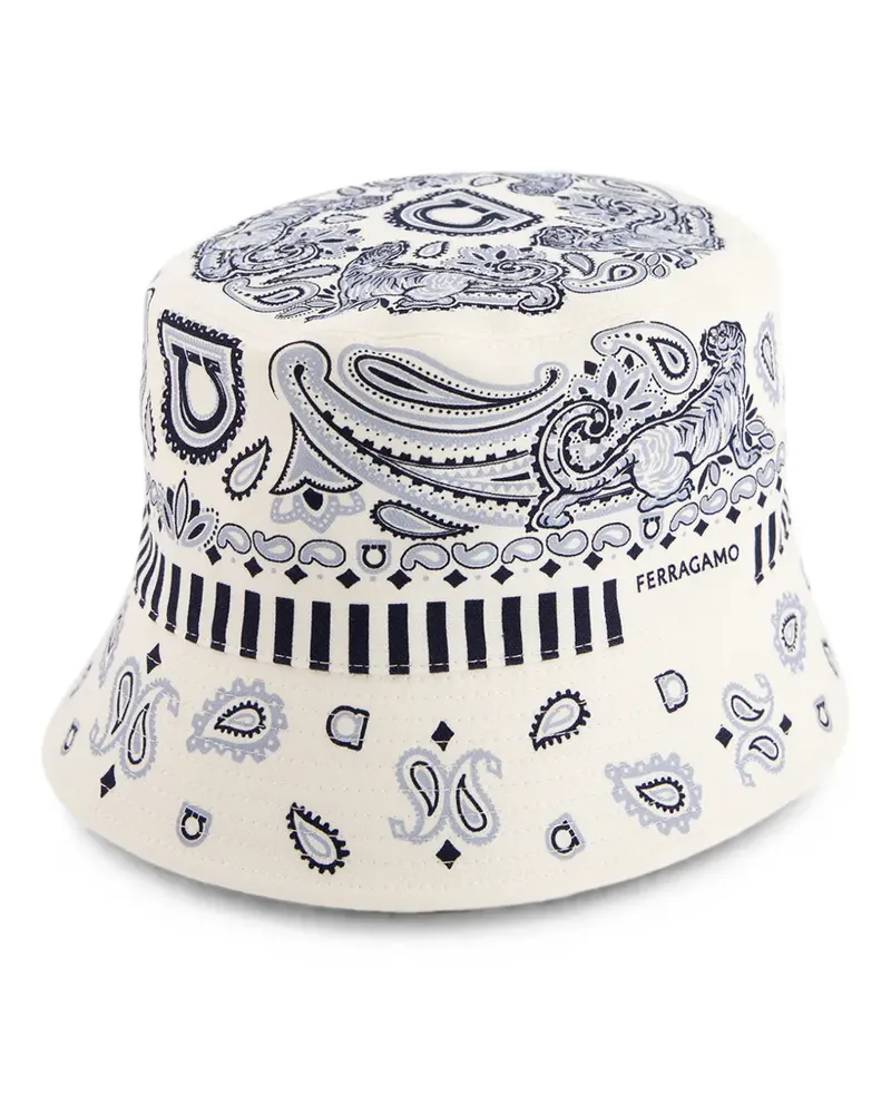 Ferragamo Fischerhut mit geometrischem Print - Weiß Weiß